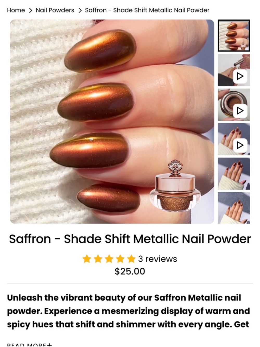 Sistaco Shade-Shift Metallic Nail Powder — Saffron